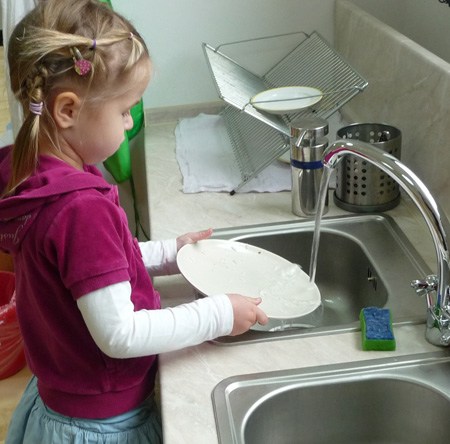 washing dishes