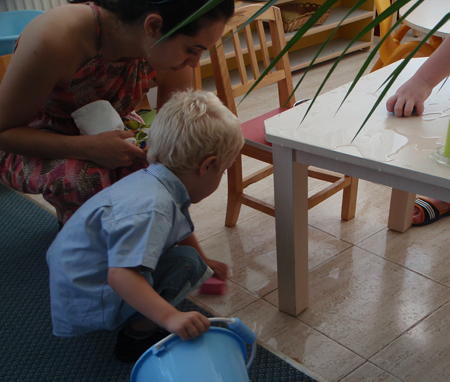 Washing the floor