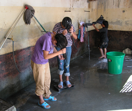 Washing hair and clothing